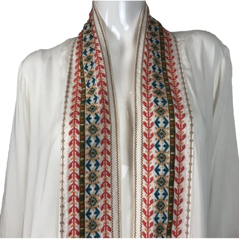Andree by Unit Embroidered Flyaway Cardigan Sweater Open Front 3/4 Sleeves Sz S - Picture 2 of 11